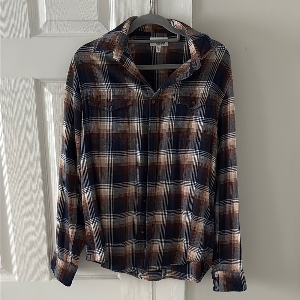 Blue and Brown Casual Button Down Shirt